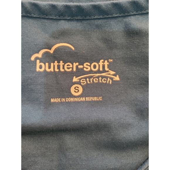 Butter-soft stretch small women's, blue scrub top - Picture 3 of 7